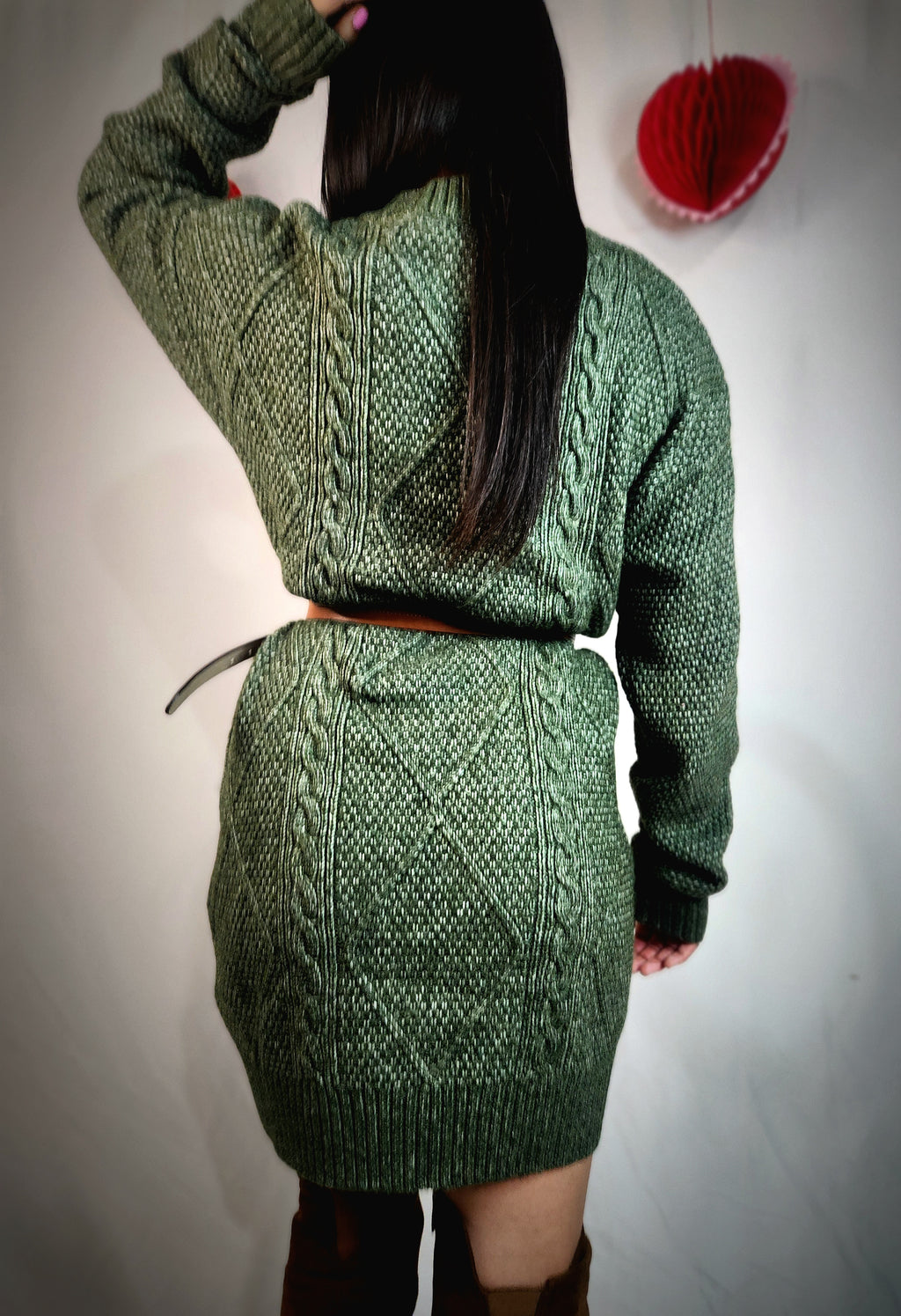 Cable Knit Drop Shoulder Loose fit Sweater Dress