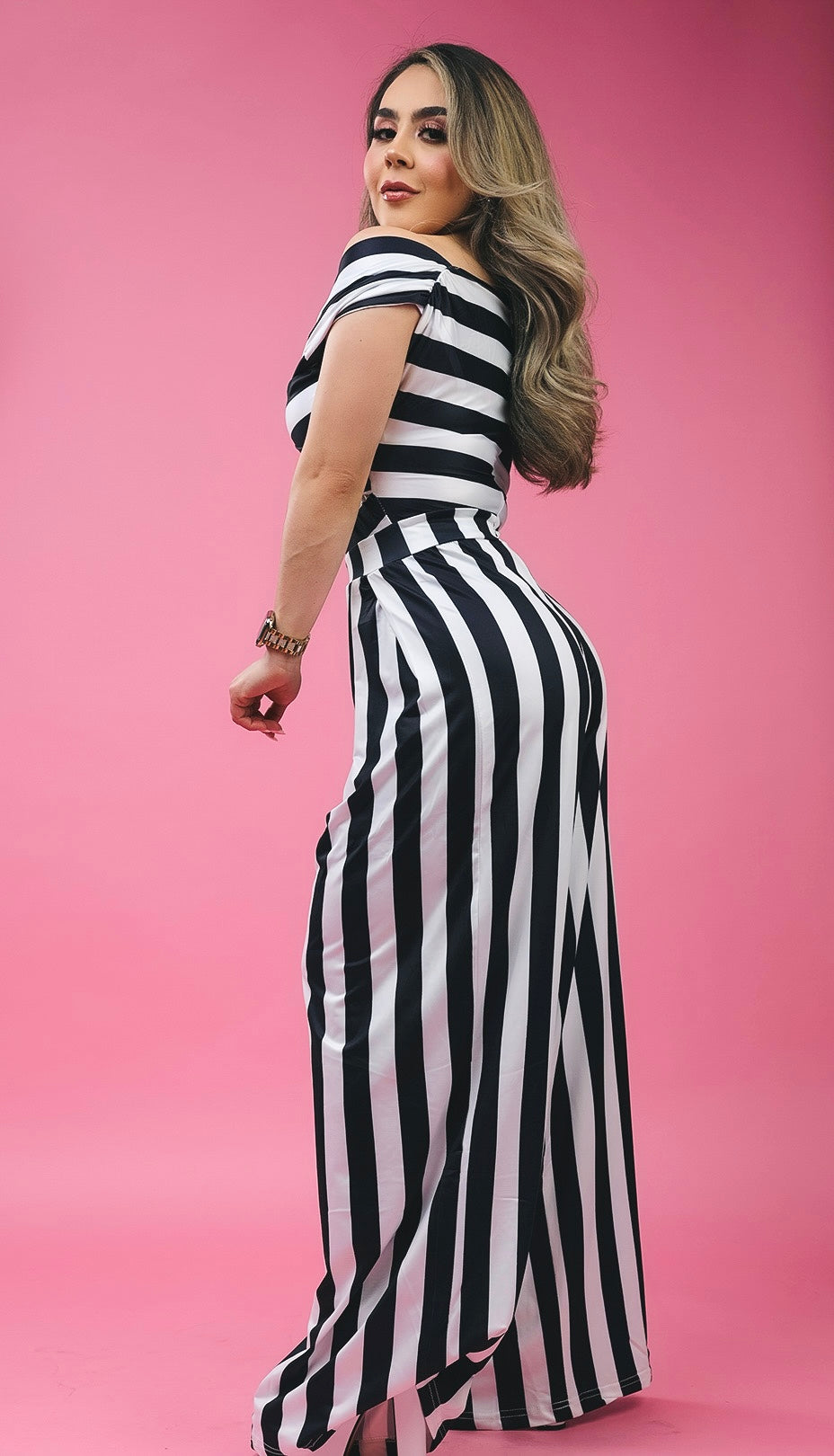 Off the shoulder straight leg jumpsuit