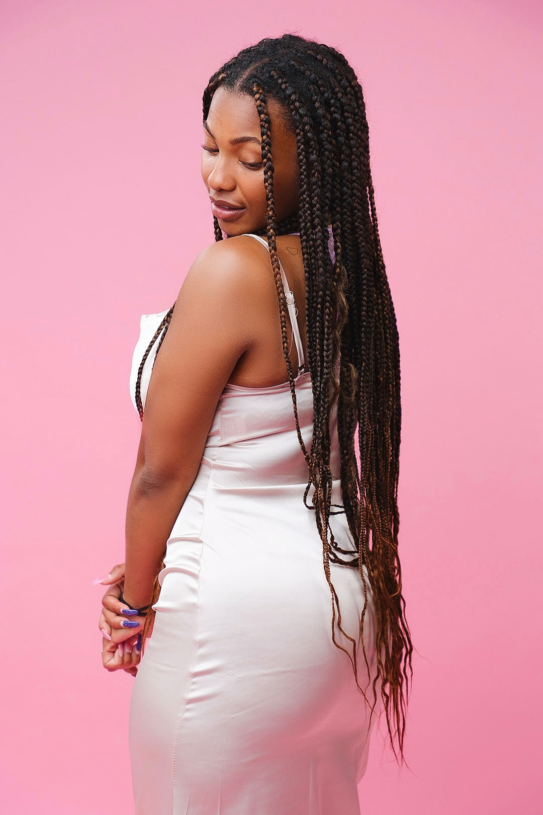 Satin, Sleeveless, Midi, White, Adjustable High Slit dress