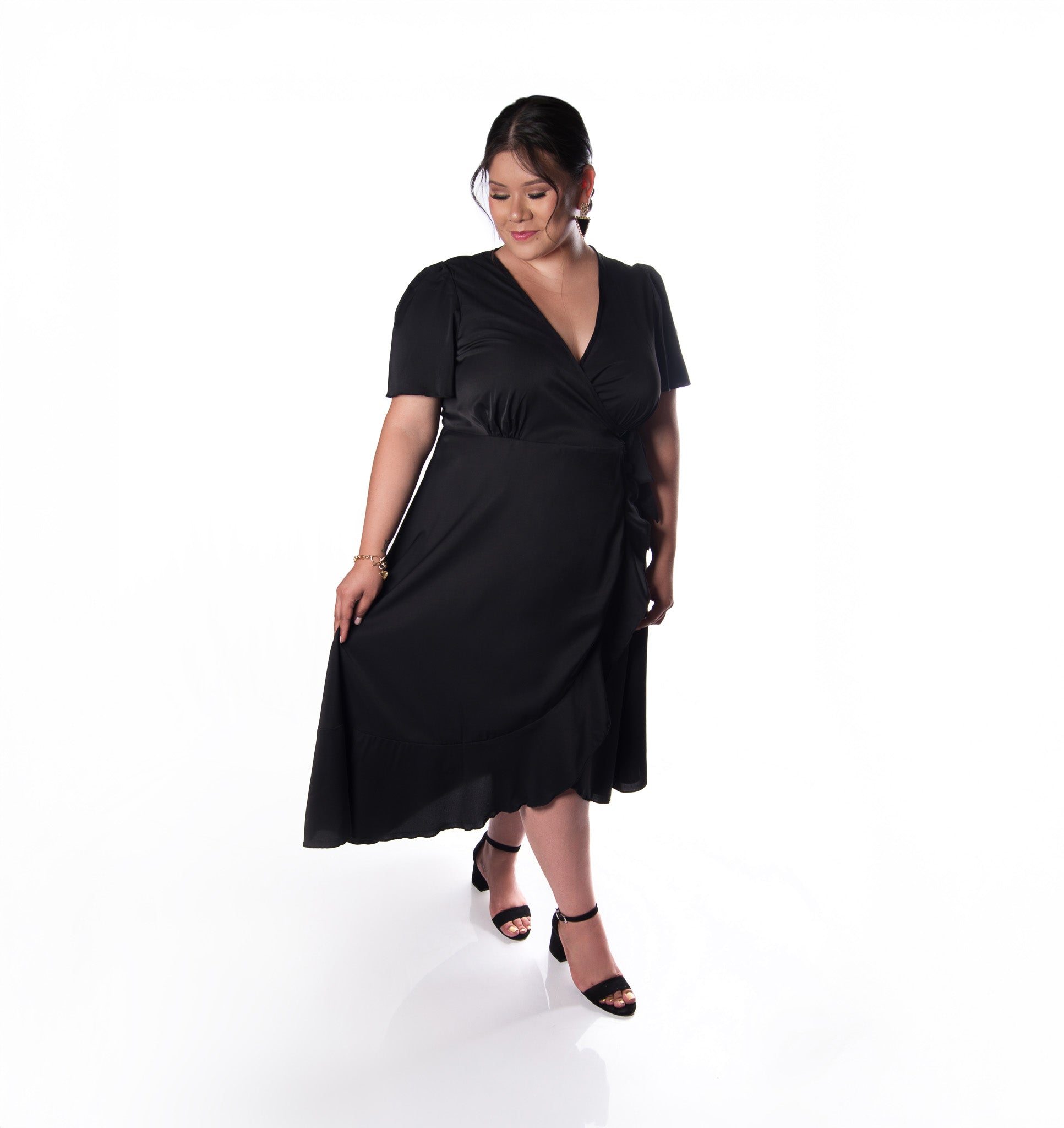 Plus Size Elegant Slit Tie Slim Fit Dress