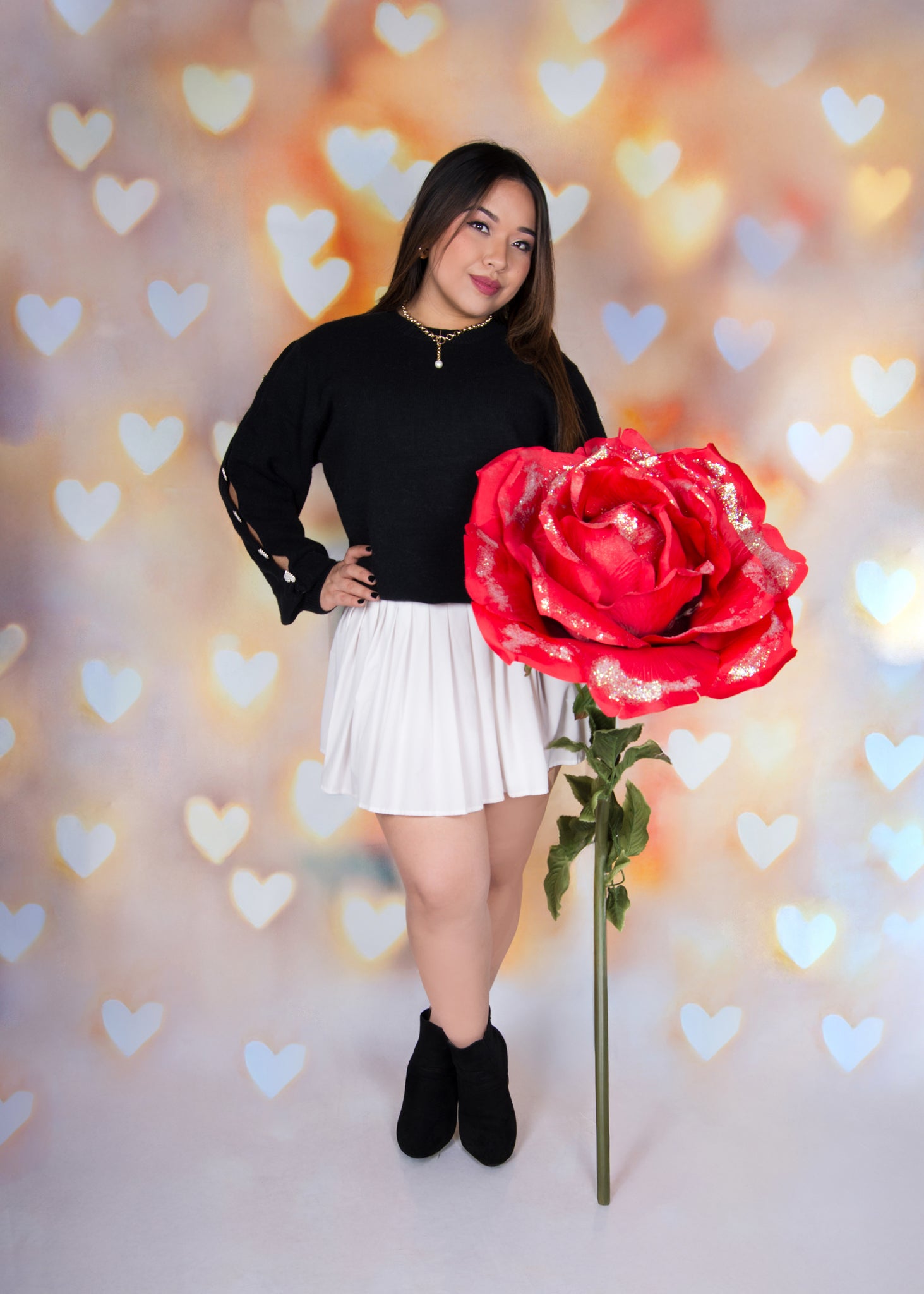 Pearl Heart Cut-Out Sweater