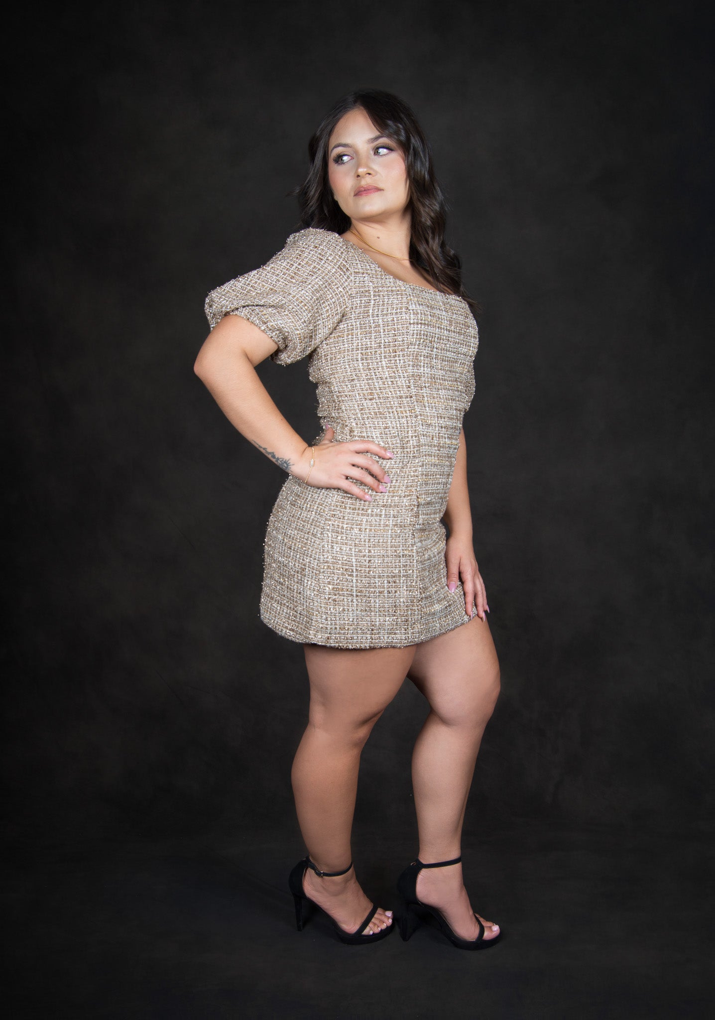 Holiday Chic Tweed Mini Dress