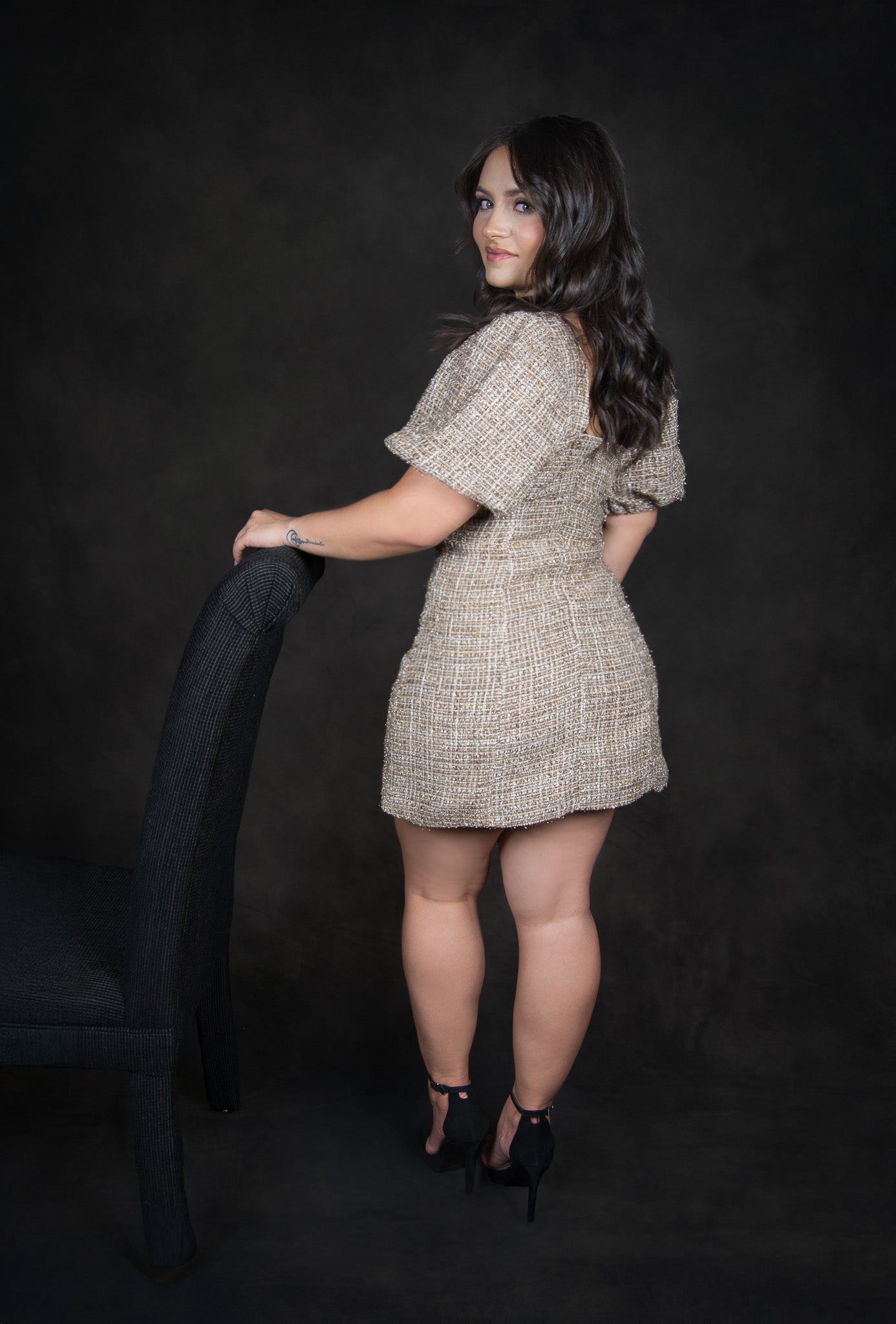 Holiday Chic Tweed Mini Dress